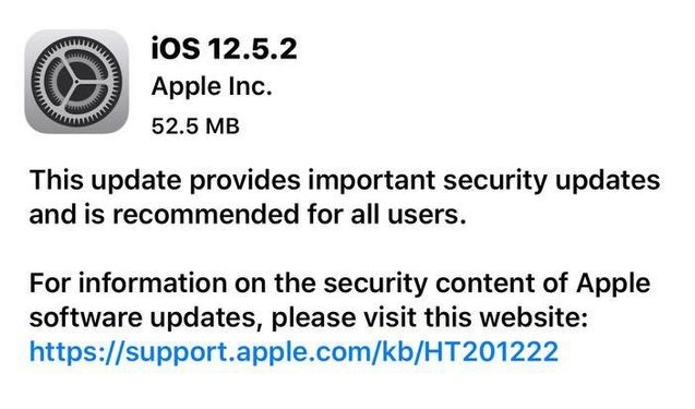 邓州苹果手机维修分享iOS12.5.2发布，建议所有老苹果用户安装 